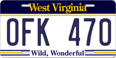 WV license plate OFK470