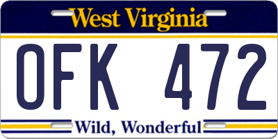 WV license plate OFK472
