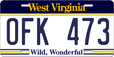 WV license plate OFK473
