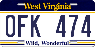 WV license plate OFK474