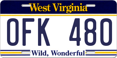 WV license plate OFK480