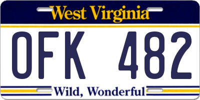WV license plate OFK482