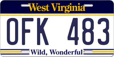 WV license plate OFK483