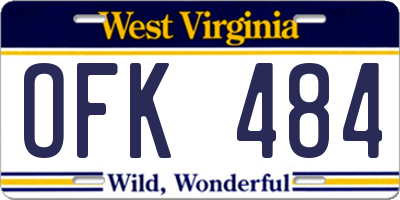 WV license plate OFK484