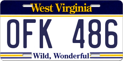WV license plate OFK486