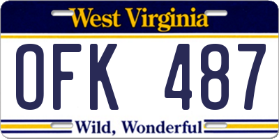 WV license plate OFK487