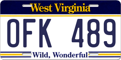 WV license plate OFK489