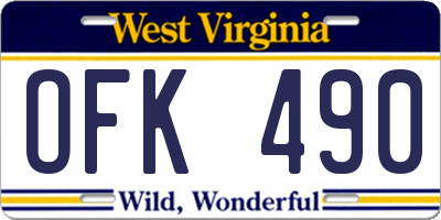 WV license plate OFK490