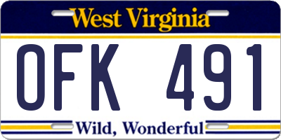 WV license plate OFK491