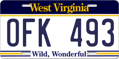 WV license plate OFK493