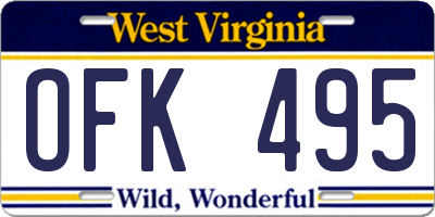 WV license plate OFK495