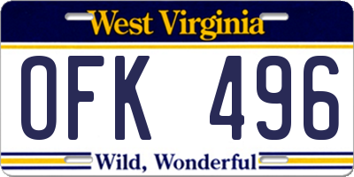 WV license plate OFK496