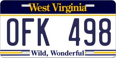 WV license plate OFK498