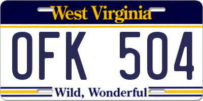 WV license plate OFK504