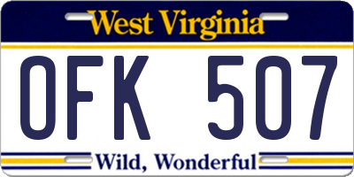 WV license plate OFK507