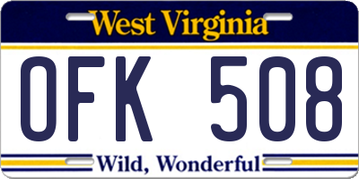 WV license plate OFK508