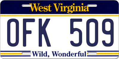 WV license plate OFK509