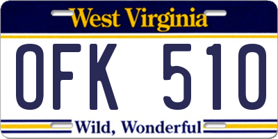 WV license plate OFK510