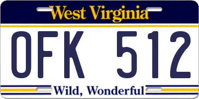 WV license plate OFK512