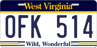 WV license plate OFK514