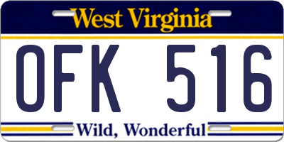 WV license plate OFK516