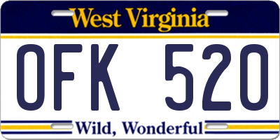 WV license plate OFK520