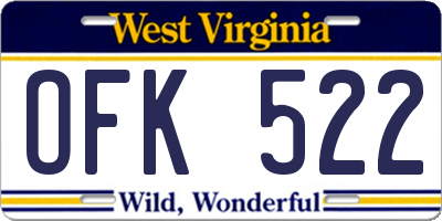WV license plate OFK522