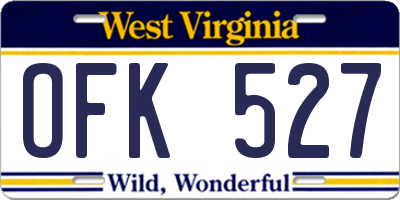 WV license plate OFK527