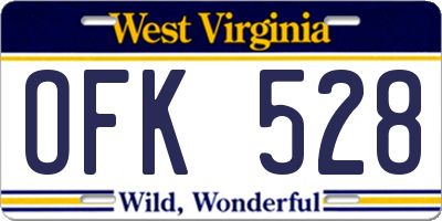 WV license plate OFK528
