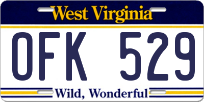 WV license plate OFK529