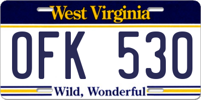 WV license plate OFK530