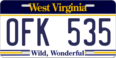 WV license plate OFK535
