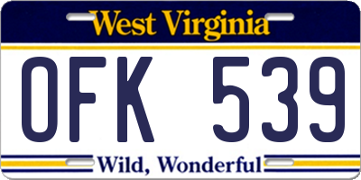 WV license plate OFK539