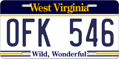 WV license plate OFK546