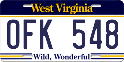 WV license plate OFK548