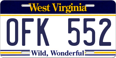 WV license plate OFK552
