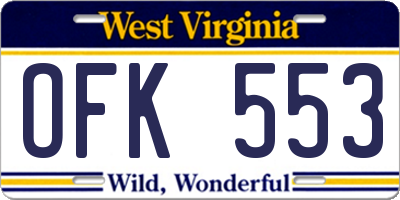 WV license plate OFK553