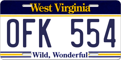 WV license plate OFK554