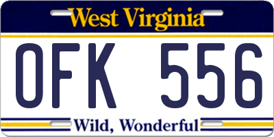 WV license plate OFK556