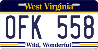 WV license plate OFK558