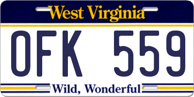 WV license plate OFK559