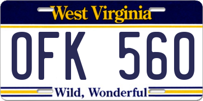 WV license plate OFK560