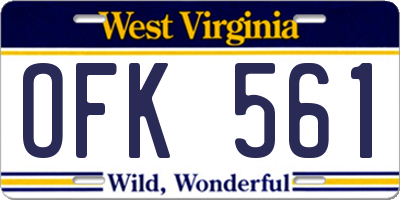 WV license plate OFK561
