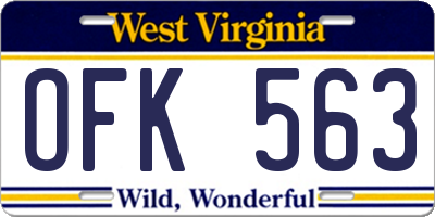 WV license plate OFK563