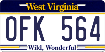 WV license plate OFK564