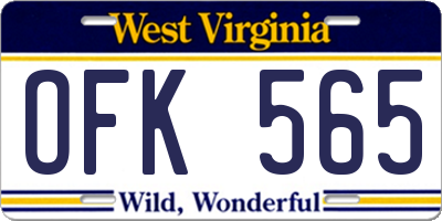 WV license plate OFK565