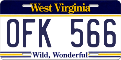 WV license plate OFK566