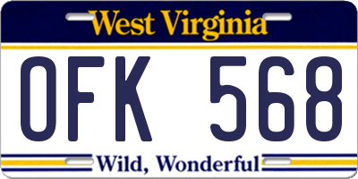 WV license plate OFK568