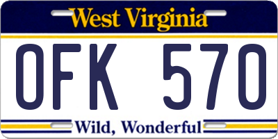 WV license plate OFK570