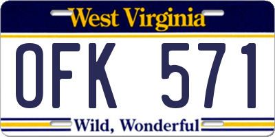 WV license plate OFK571